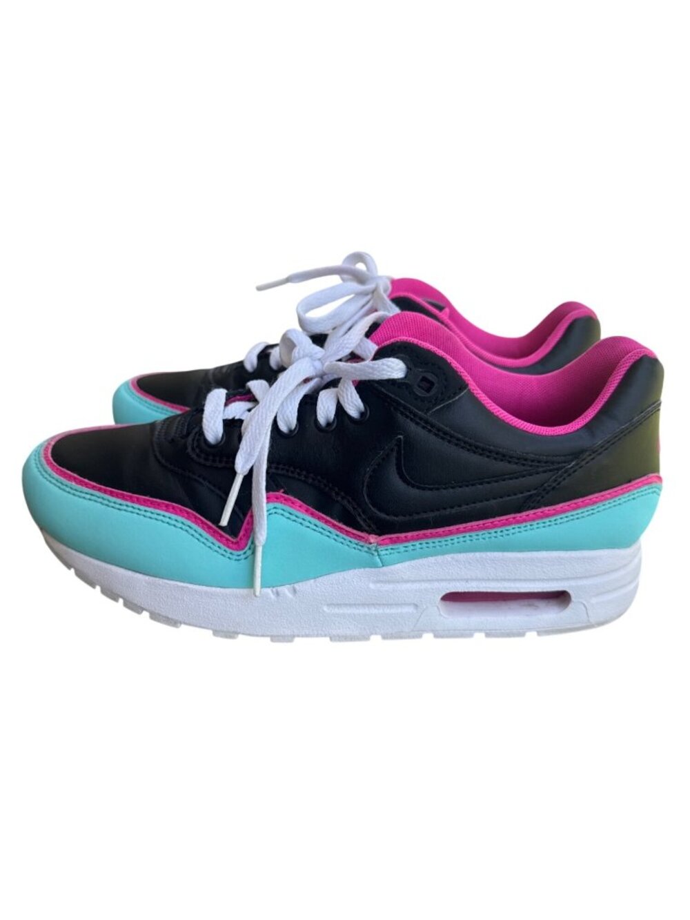 Nike Air Max 1 BV0052-001 Black Pink Aqua Athletic Sneakers Youth 7Y - Picture 9 of 14